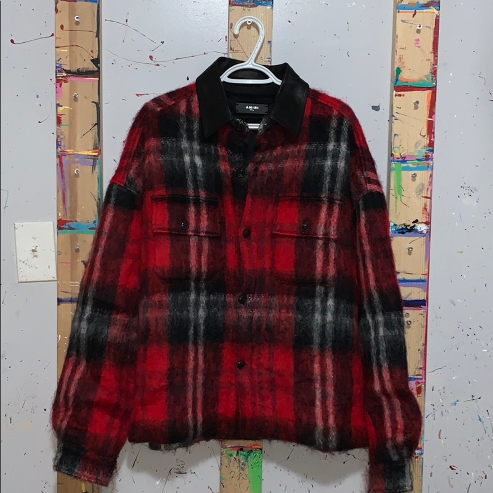 Mike Amiri Red Mohair oversized jacket.